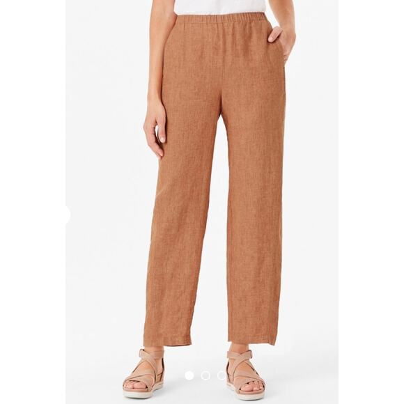 Eileen Fisher Washed-Organic-Linen Délavé Lantern Pants - Picture 1 of 8